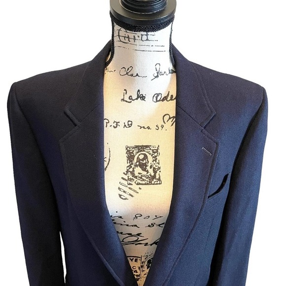 Harry Rosen Suit Jacket Blazer Navy Blue 42L Sport Coat Vintage Cambridge - Picture 2 of 12